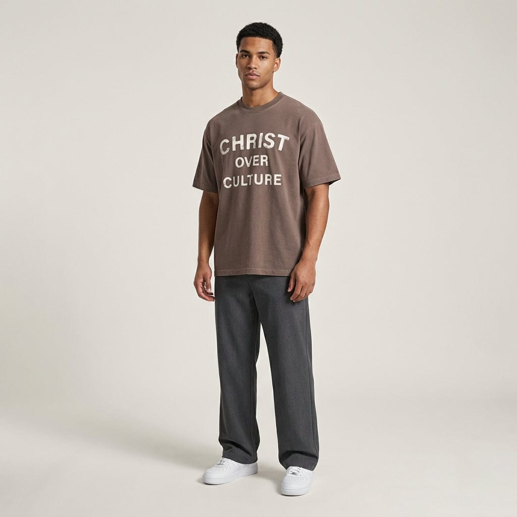 Christ Over Culture Brown Tee