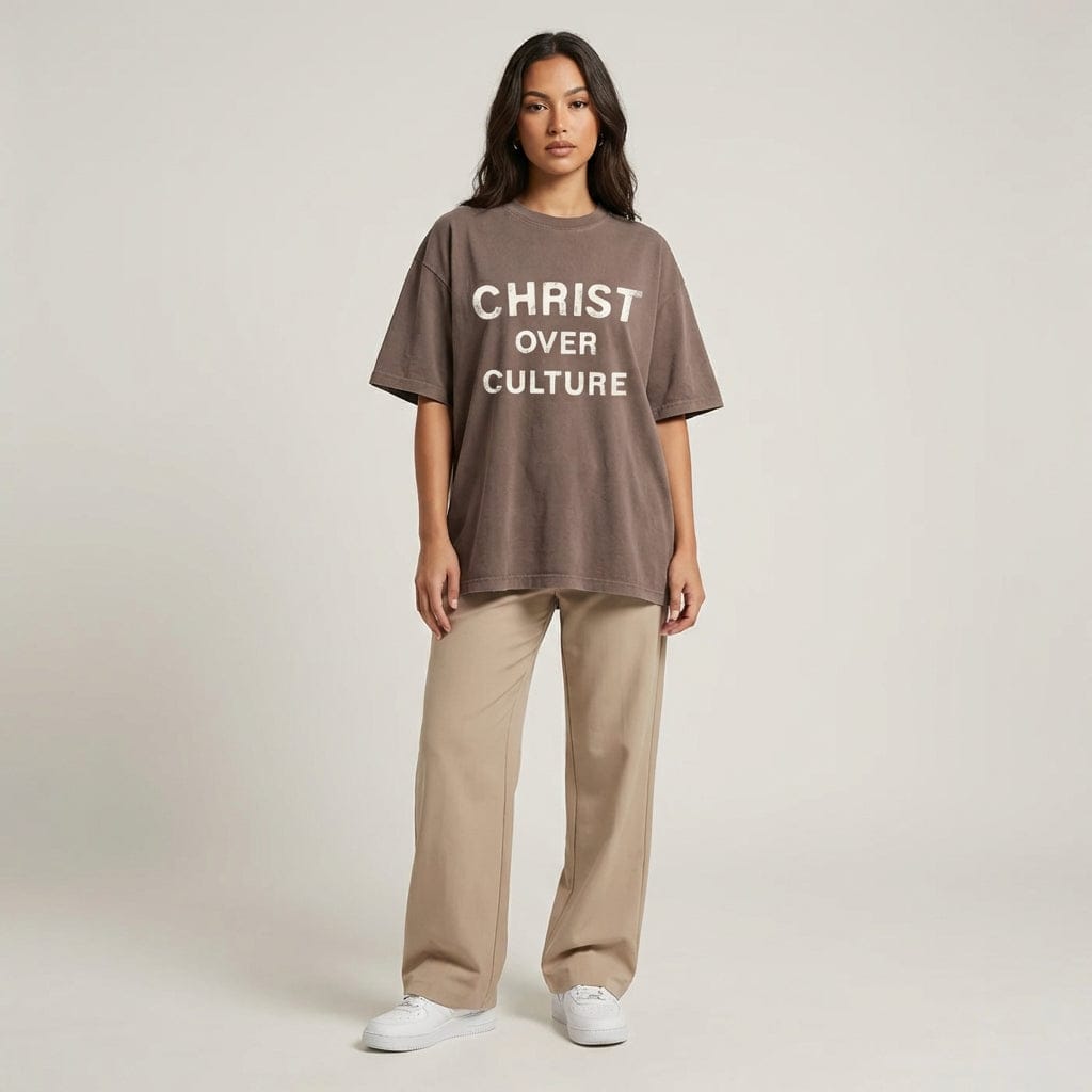 Christ Over Culture Brown Tee